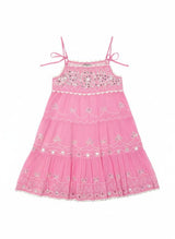 Dresses Juliet Dunn Trapeze Short Dress W. Tonal Block Print & Paillete Embroidery Pink Tonal Apoella