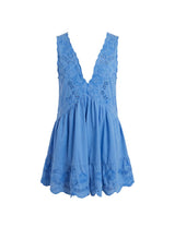 Dresses Juliet Dunn V-Back Mini Dress With Scallop Embroidery Ocean Blue Apoella