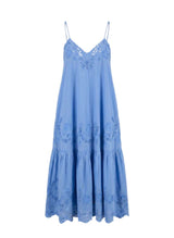 Dresses Juliet Dunn V Neck Midi Dress With Scallop Embroidery Ocean Blue Apoella