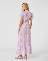 Dresses Marie Raxevsky Cotton Long Wrap Dress Jungle Lilac Apoella