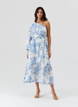 Dresses Melissa Odabash Autumn One Shoulder Long Dress Coastal Navy Apoella