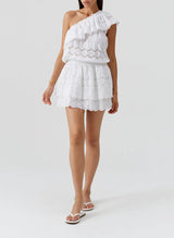 Dresses Melissa Odabash Bree One Shoulder Embroidered Short Dress White Apoella