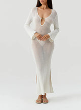 Dresses Melissa Odabash Casey Keyhole Knit Long Dress White Apoella