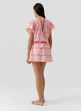 Dresses Melissa Odabash Jess V Neck Tiered Embroidered Short Dress Peach Apoella