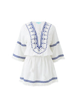 Dresses Melissa Odabash Martina Long Sleeve Short Dress White/Marine Apoella