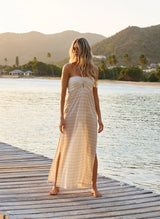 Dresses Melissa Odabash Mila Halter Knit Long Dress Gold Apoella