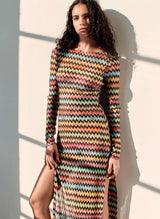 Dresses Missoni Long Dress in Lamé Viscose with Micro Zigzag Pattern 42 / Multi Apoella