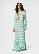 Dresses Missoni Long Floral Lace Dress With Frills Blue Green 42 / Green Apoella