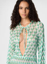Dresses Missoni Long Floral Lace Dress With Frills Blue Green 42 / Green Apoella