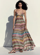 Dresses Missoni Long Macro Chevron Lurex With Straps Multi 42 / Color Apoella