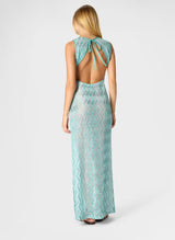 Dresses Missoni Long Mesh Dress with Zigzag Pattern, Sequins, and Cut-out Detail 44 / Aqua Apoella