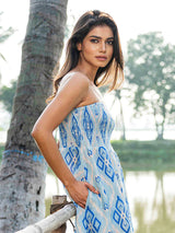 Dresses Nimo With Love Caraway Strapless Maxi Dress Blue Ikat Apoella