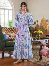Dresses Nimo With Love Marigold Long Sleeve Maxi Dress Blue Ikat Apoella