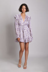 Dresses Sabina Musayev Evan Long Sleeve Short Dress S / Lilac Floral Apoella