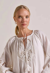 Dresses Scarlett Poppies Flamingo Oasis Embroidered Short Dress Antique White Apoella