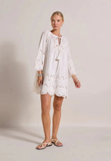 Dresses Scarlett Poppies Flamingo Oasis Embroidered Short Dress Antique White Apoella