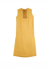 Dresses Zeus n Dione Achivada Sleeveless Embroidered Linen Caftan Yellow Apoella