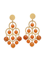 Earrings Antonia Karra Angelina Chandelier Earrings Orange Jade Gold Plated O/S Apoella