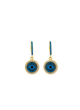 Earrings Ileana Makri Blue Eye Hoops White Zircon Gold Plated O/S Apoella