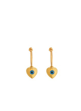 Earrings Ileana Makri Love Heart Eye Slim Hoops Small Blue Eye Gold Plated O/S Apoella