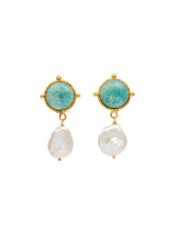 Earrings Sylvia Toledano Diane 2 Stone Earrings Pearl/Amazonite O/S Apoella