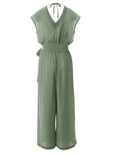Jumpsuit APLA Iota Crinkled Belted Jumpsuit Green Apoella