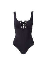 London Lace Up One Piece Black