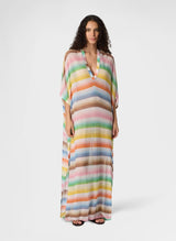 - Long Caftan Cover-up With Dégradé Zigzag Motif M / Color Apoella