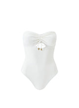 Lucca Bandeau Cut Out One Piece Cream Ribbed