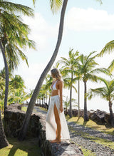 Mendi Slit Knit Long Skirt White