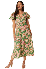 Misa Los Angeles Betty Balloon Sleeve Long Dress Kelly Blossoms Apoella