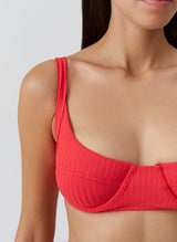 Noto Cup Bikini Top Red Ribbed