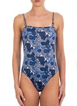 One-Piece Emmanuela Swimwear Daisy Strap One Piece Blue Floral Apoella