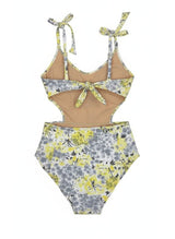 One-Piece Emmanuela Swimwear Elle Cut Out Ruffled One-piece Yellow Floral Apoella