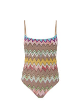One-Piece Missoni One-piece Swimsuit in Lamé Viscose with Macro Zigzag Pattern 42 EU / Multi Apoella