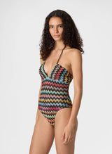 One-Piece Missoni One-piece Swimsuit in Lamé Viscose with Micro Zigzag Pattern 44 EU / Multi Apoella