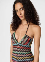 One-Piece Missoni One-piece Swimsuit in Lamé Viscose with Micro Zigzag Pattern 44 EU / Multi Apoella