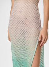 - One-Shoulder Dress in Lamé Viscose with Dégradé Spiderweb Motif 42 / Color Apoella