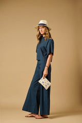 Pants APOELLA Alexa Poplin Pants Navy Apoella