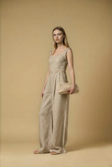 Pants APOELLA Eliana Linen Pleated Pants Beige Apoella