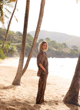 Pants Melissa Odabash Olivia Elastic Waist Straight Pants Cheetah Apoella