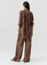 Pants Melissa Odabash Olivia Elastic Waist Straight Pants Cheetah Apoella
