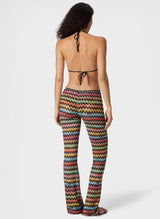Pants Missoni Flared Pants in Lamé Viscose with Micro Black Zigzag Pattern 44 / Multi Apoella
