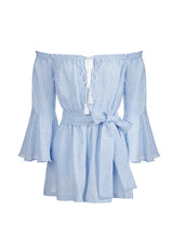 Playsuit Apoella Electra Linen Off Shoulder Playsuit Striped Apoella