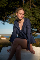 Playsuit Apoella Penelope Bow Linen Playsuit Sky Apoella