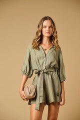 Playsuit Apoella Persephone Linen Playsuit Khaki Apoella