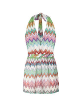 Playsuit Missoni Halter Short Jumpsuit in Lamé Viscose with Macro Zigzag Pattern Apoella