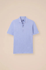 Polos Fedeli Tre Cotton Jersey Melange Polo Light Blue Apoella