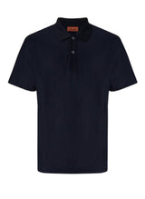 Polos Missoni Jacquard Cotton Polo Shirt Blue Zigzag Apoella
