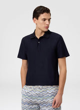Polos Missoni Jacquard Cotton Polo Shirt Blue Zigzag Apoella